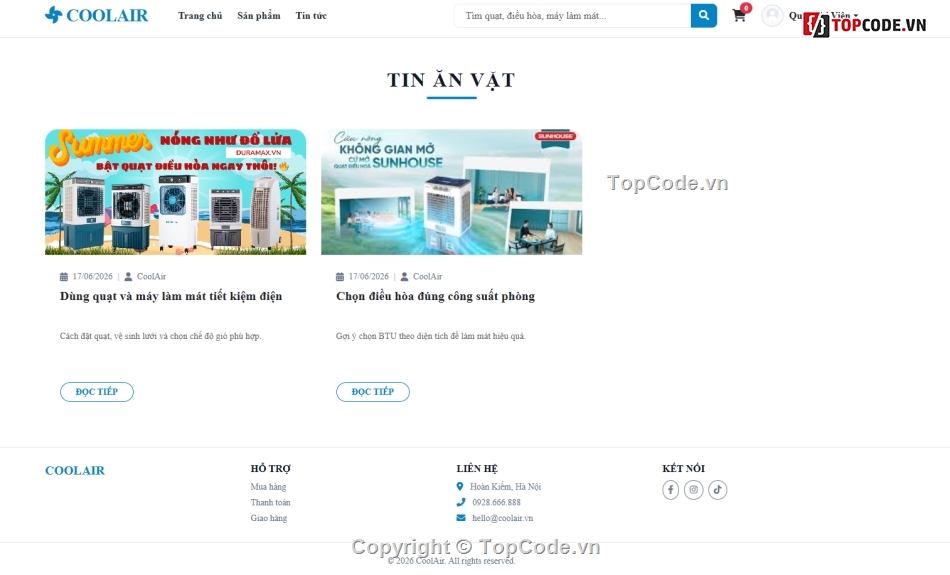 web bán quạt,bán web,điều hòa